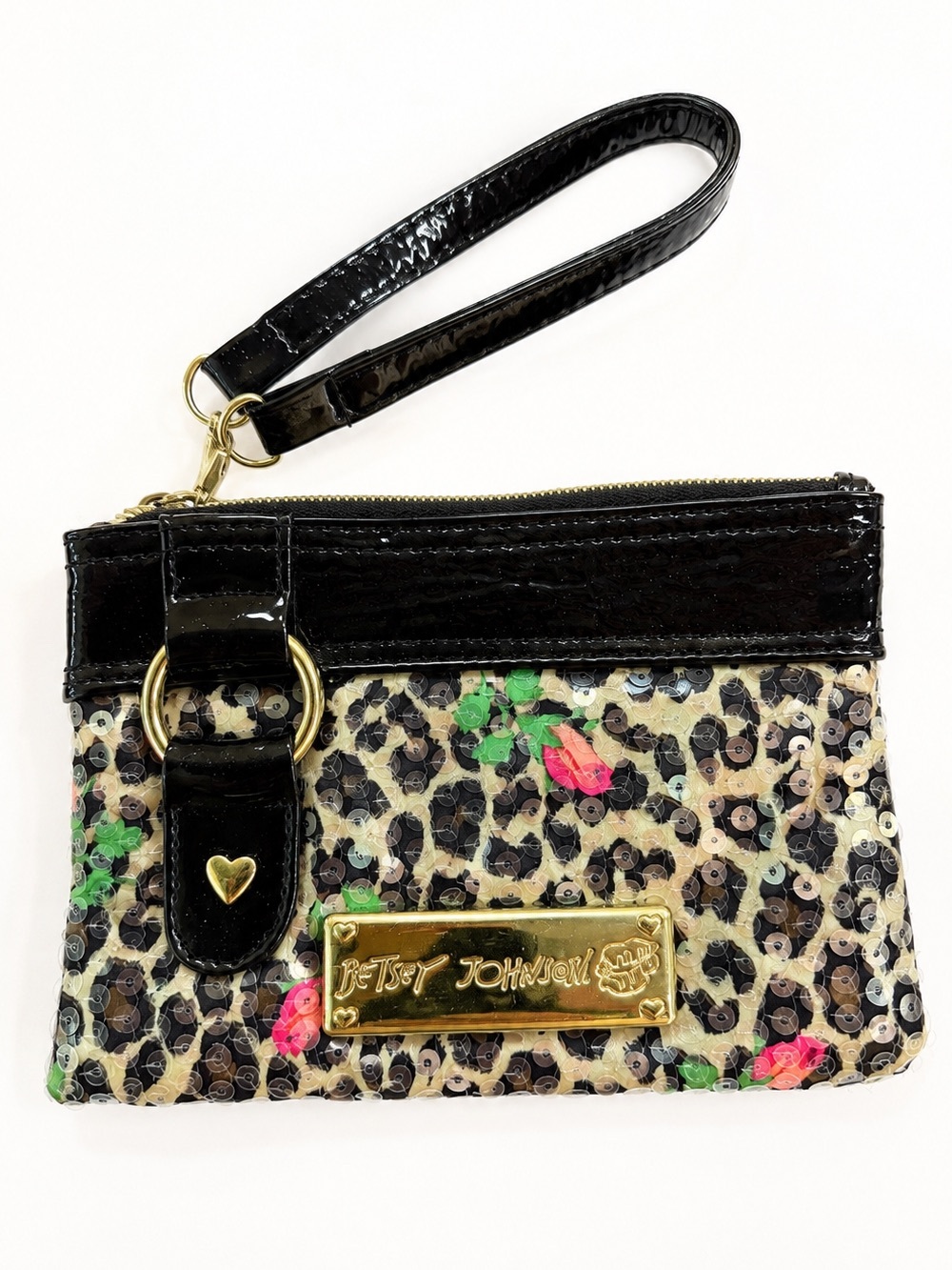 VINTAGE BETSEY JOHNSON Y2K Betseyville Leopard Expandable Wristlet Accessory